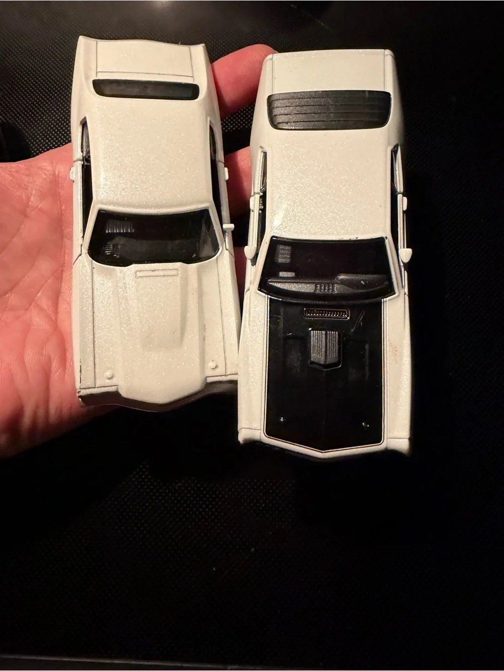 Pair White Die-Cast Friction Classic Ford & GM Vehicles